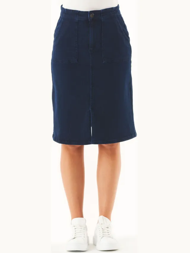 ORGANICATION dames vegan Spijkerrok Denim Skirt Donker Marineblauw, foto 2