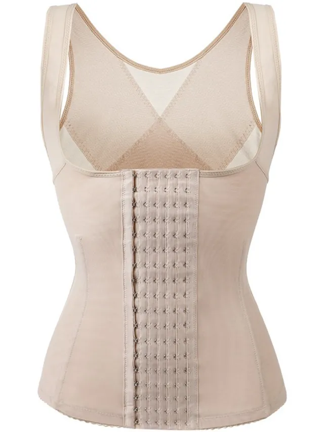 Wclavion Vormend lichaamsshirt - dames shapewear - taille‑ en buisondersteuning - borstophoudend hemdmodel - voor na de bevalling-Corrigerende onderkleding - Abrikoos