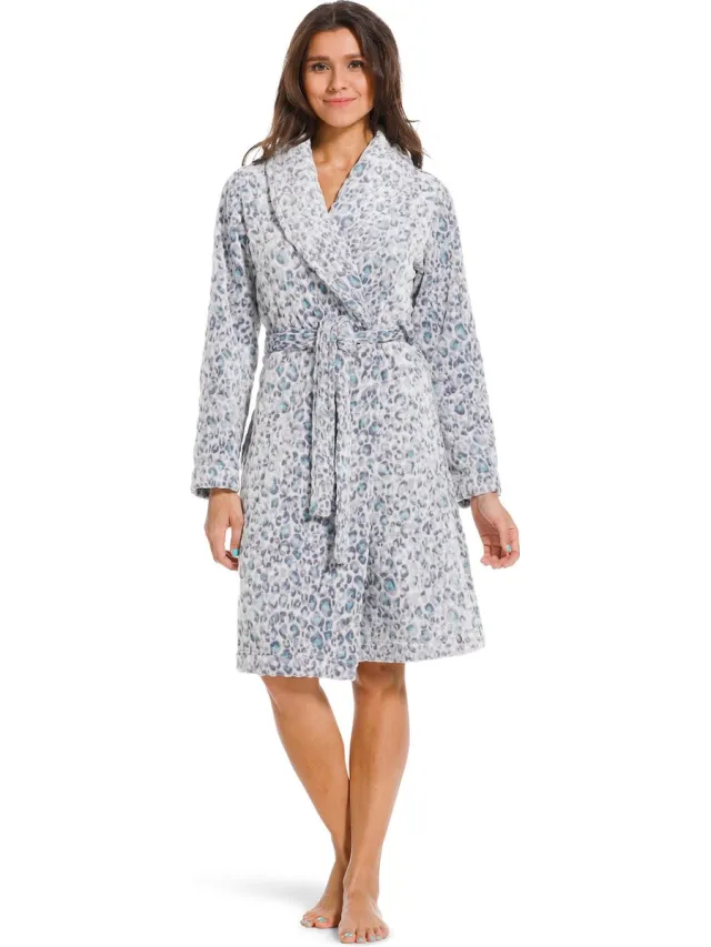 Rebelle Dames - Badjas - Donkerblauw -dierenprint