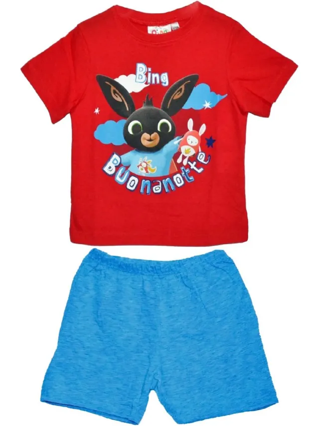 Bing Bunny BING shortama - rood met blauw - Bing Bunny pyjama
