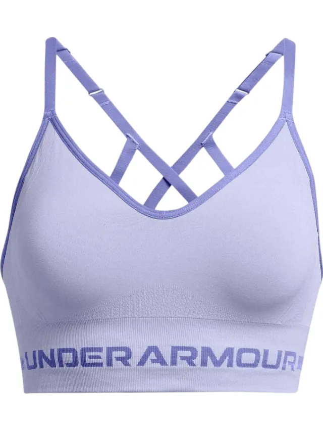 Under Armour Lage, lange sportbeha voor dames (Paars)