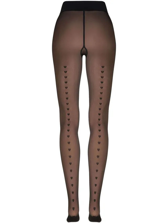 nur die Feinstrumpfhose Warm & Transparent Print hearts back