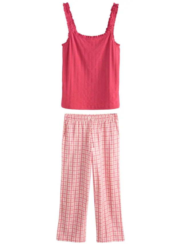 Next Dames - Geribbelde pyjamatop met hart - Rood Red