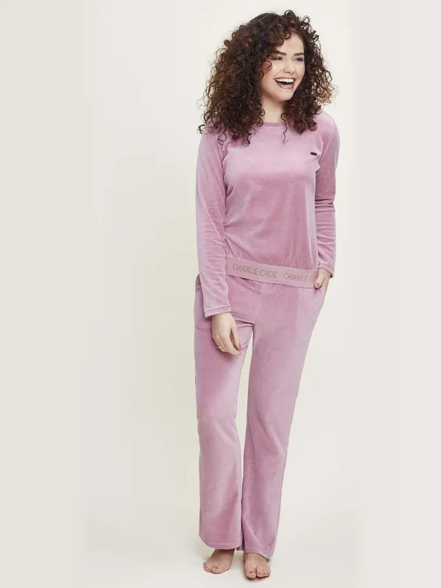 Charlie Choe Roze velours pyjama Charlie Choe