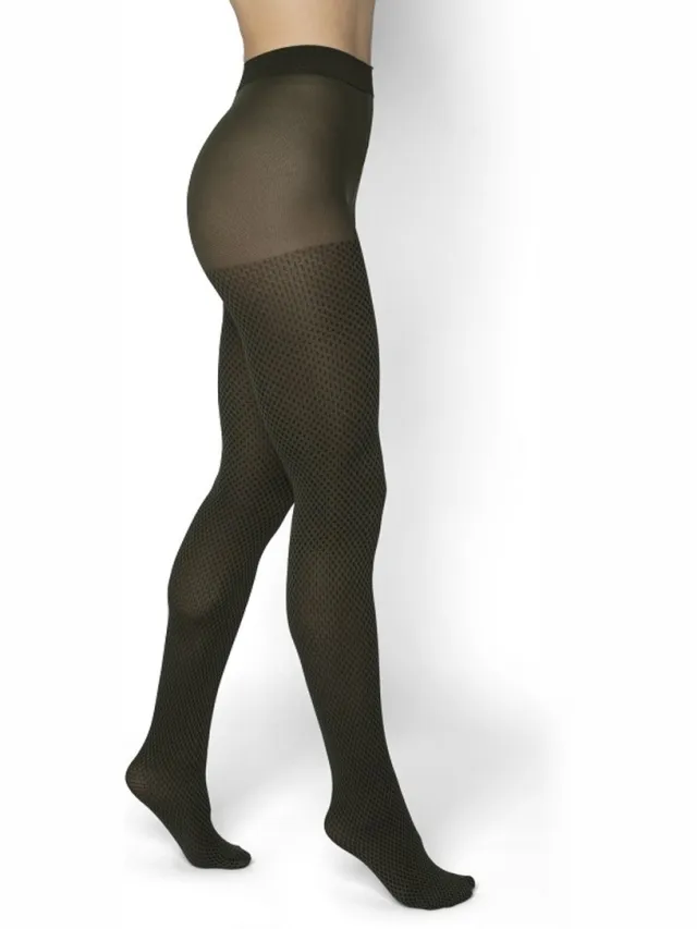Bonnie Doon Grafische Panty 50 Denier Donker Groen Dames maat 42/44 XL - Grafisch - Ruiten Print - Gladde Naden - Maximaal Draagcomfort - Chique Panty - Feestelijk - Fencing Tights - Donkergroen - Olijfgroen - Olive - BP051980.304