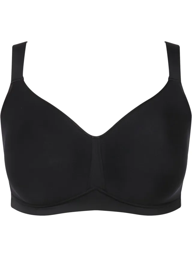 Ulla Popken Dames - Beha spacer-cups zonder beugel microvezel - Zwart