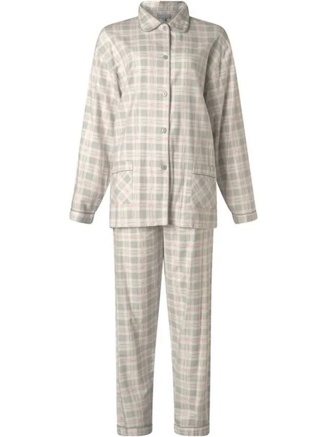 Lunatex Cocodream Dames Flanel Pyjama Ruit - Grijs