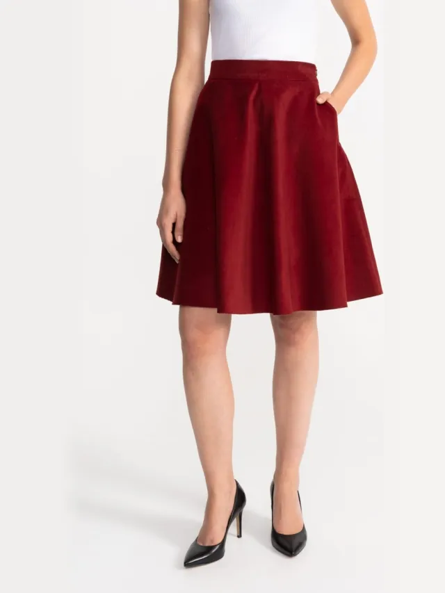 De IONESCU dames vegan Corduroy Minirok Borsa Rood, foto 2