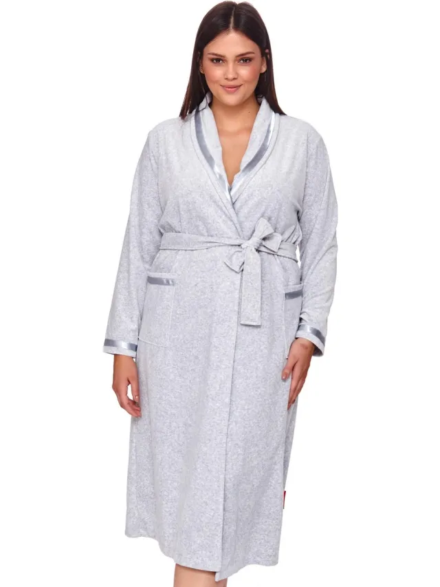 Doctor Nap Katoenen Badjas Dames | Kamerjas Dames | Grey Melange SWA.1078 Grijs