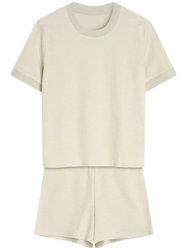 ESOTIQ Reese - Damespyjamaset - Wit-mintgroen - Korte mouwen - Korte broek Wit;Mintgroen