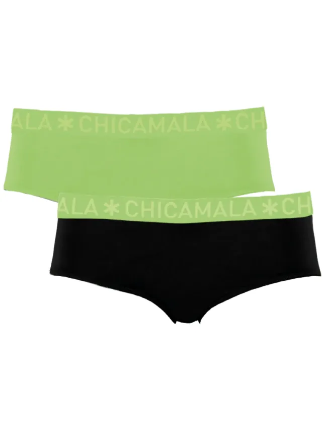 slips 2-pack zwart en limoengroen