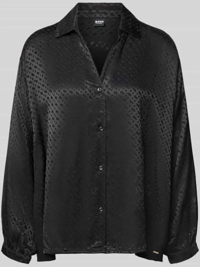 Boss Regular fit pyjama van pure viscose model 'B Monogram_Shirt' Zwart