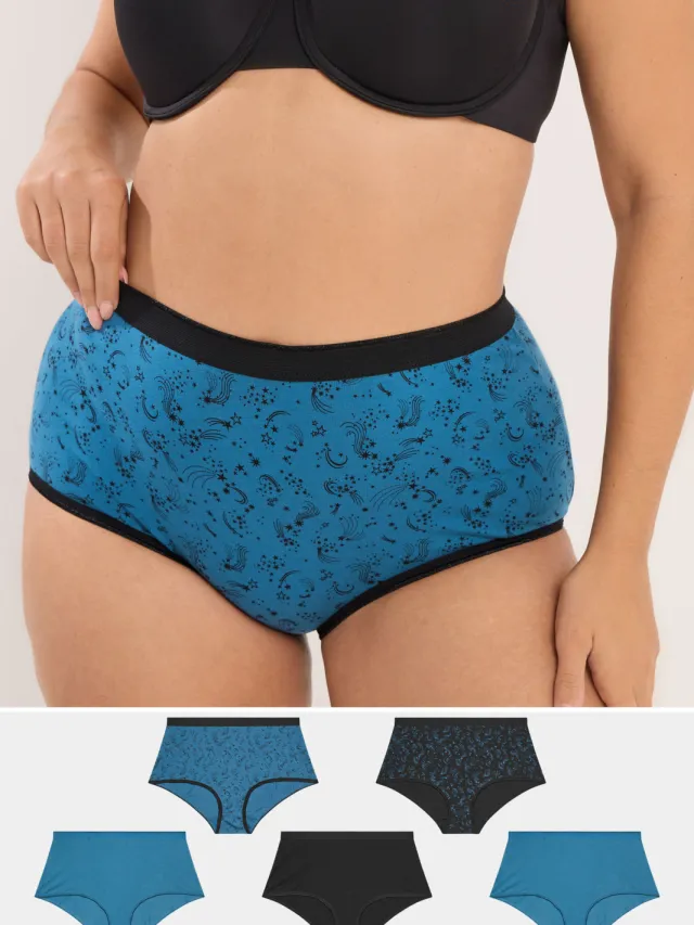 Yours 5 Pack Teal Blue Shooting Star Volledige Slips-48