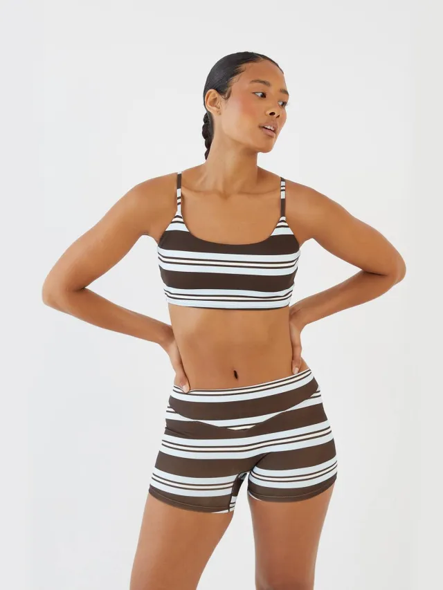 DSGN Studio Dames Dsgn Studio Sculpt Gestreepte Sport-bh Dark Chocolate