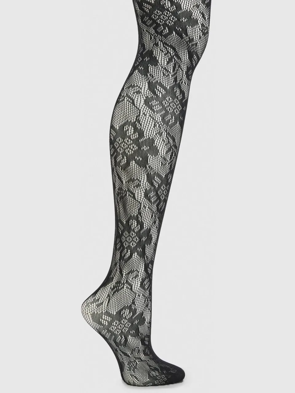 boohoo Dames Zwarte Panty Met Verspreide Bloemen Visnetmotief, foto 2
