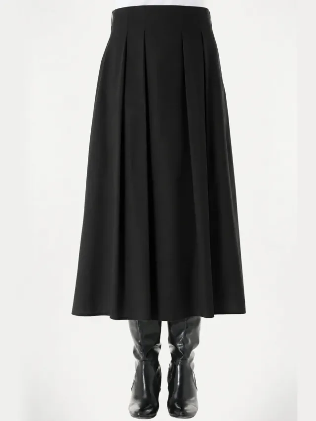 ORGANICATION dames vegan Plooirok Long Zwart