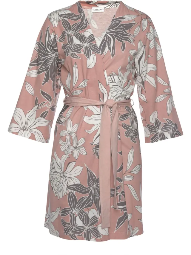 kimono oudroze bloemenprint
