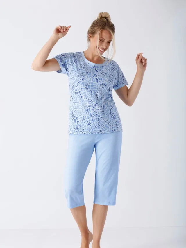 Hajo dames pyjama blauwe panter - Blauw - Maat - 44/46