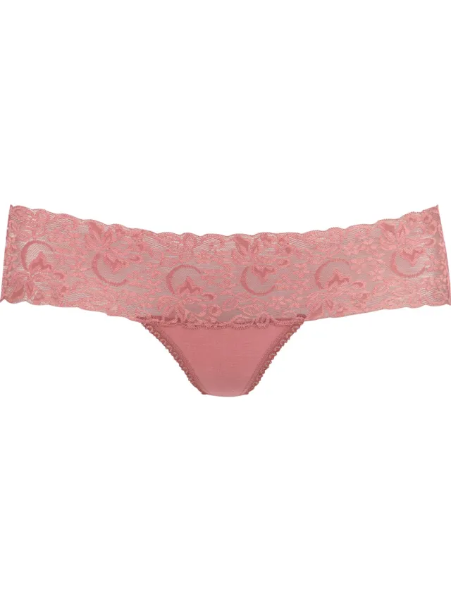 Kanten string roze roze, bessenrood, mahonie