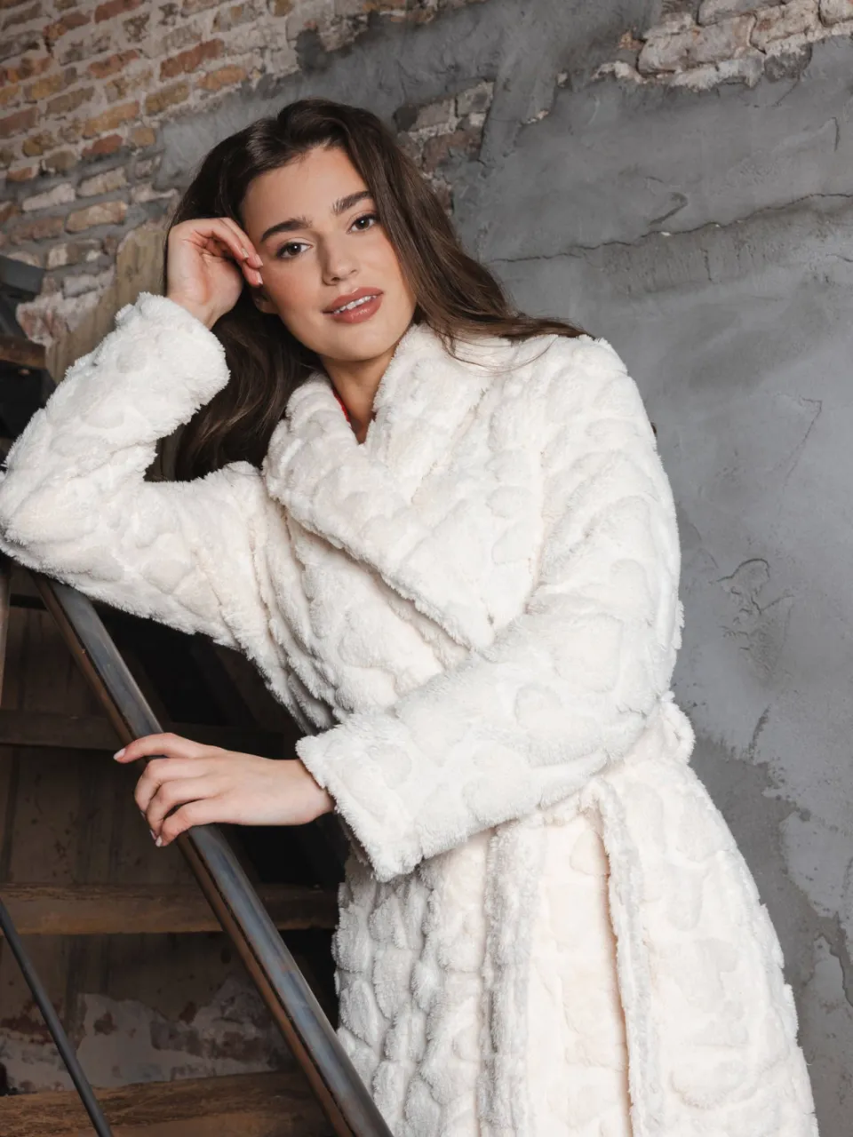 Rebelle fleece badjas - wit, foto 3
