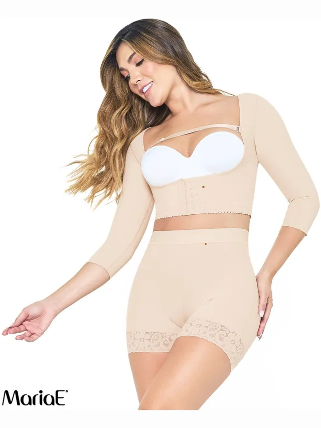 MariaE FU102 2XL COLOMBIAANS FAJA ARMLIPO VEST MET LANGE MOUWEN BEIGE