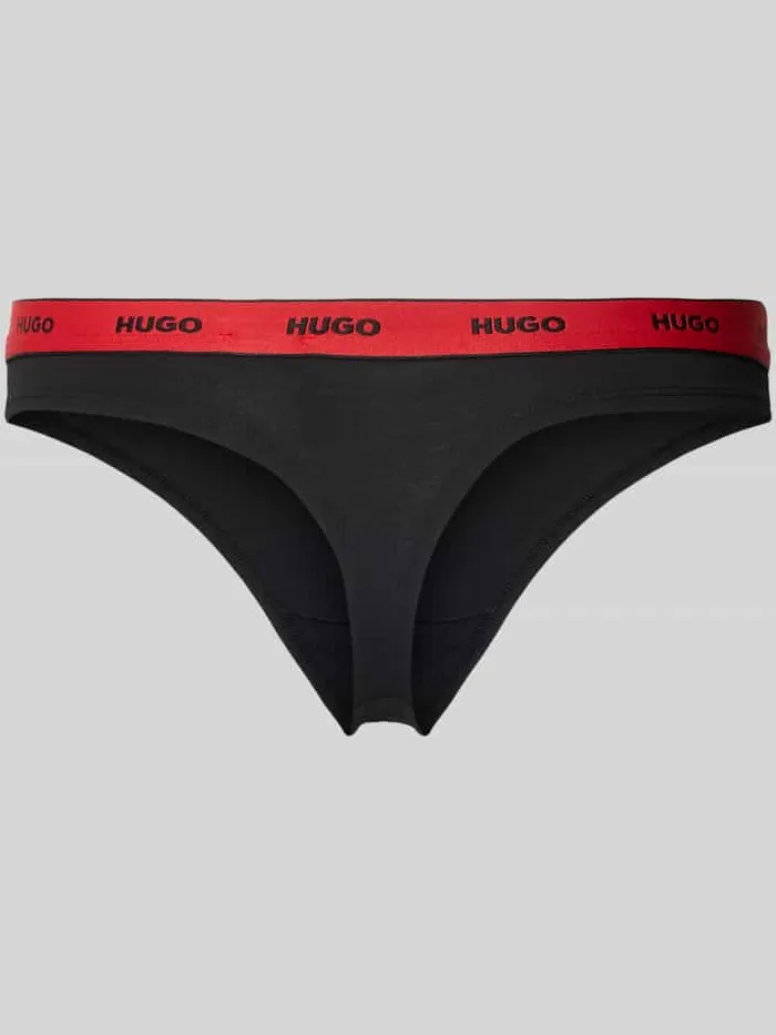 Hugo String met logo in band in set van 3 zwart, foto 2