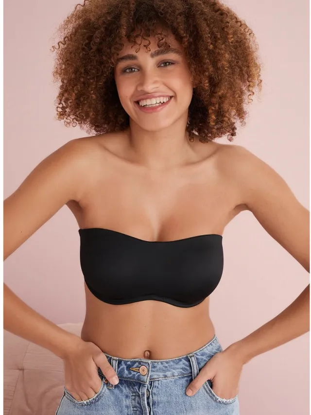 Next Dames - Niet-gewatteerde, strakke strapless en multifunctionele bandeau-bh DD+ - Zwart Black