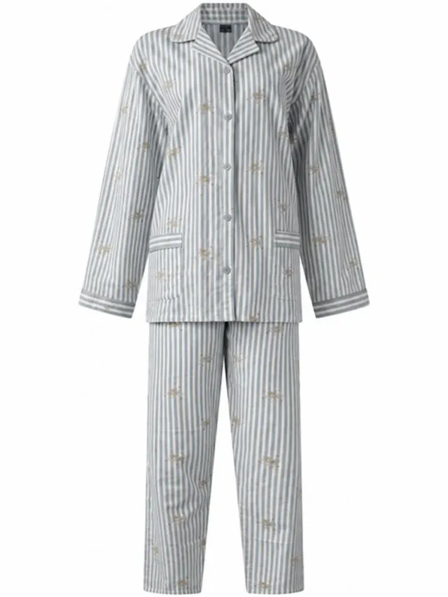 Lunatex dames winter pyjama 641184 - warm flanel - blauw