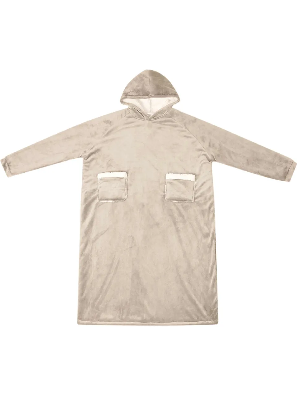 vidaXL Deken hoodie Beige L Fleece en Flanel, foto 2