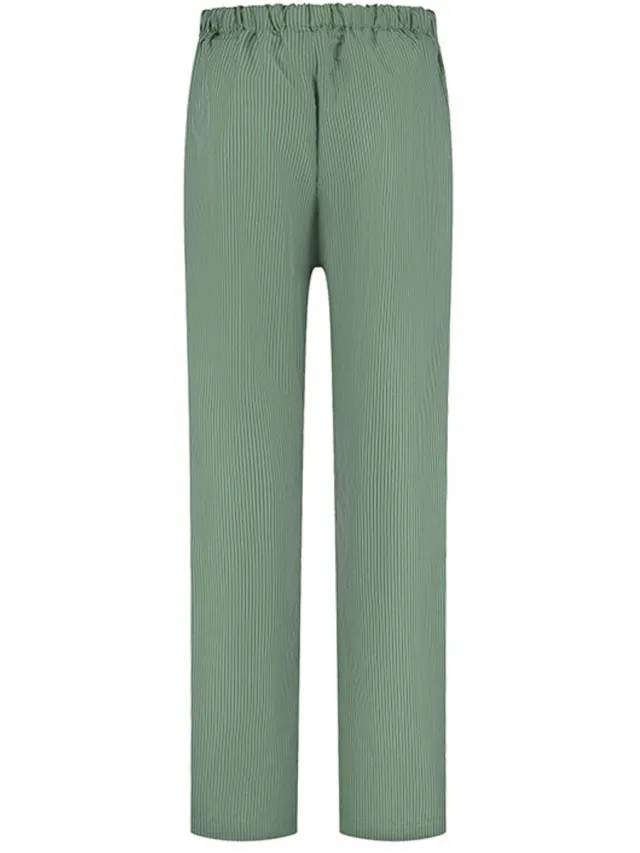 Yumeko pyjamabroek unisex katoen TENCEL™ groen/wit stripe m Green-White Stripe