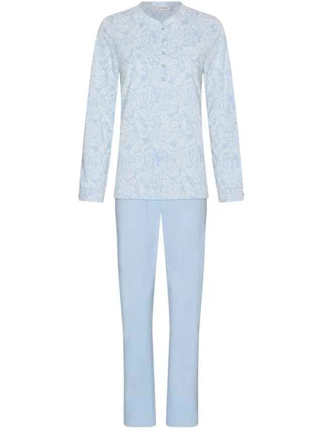 Pastunette Soft Paisley - Pyjama - Doorknoop - Katoen - Lichtblauw