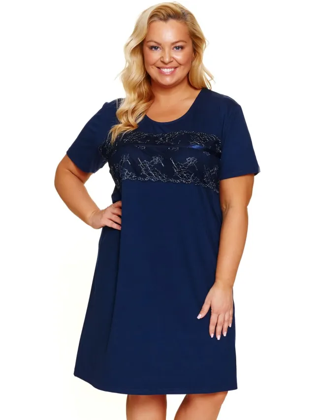 Doctor Nap Dames Nachthemd Viscose Plus Size Navy TB.7329 40 / Blauw