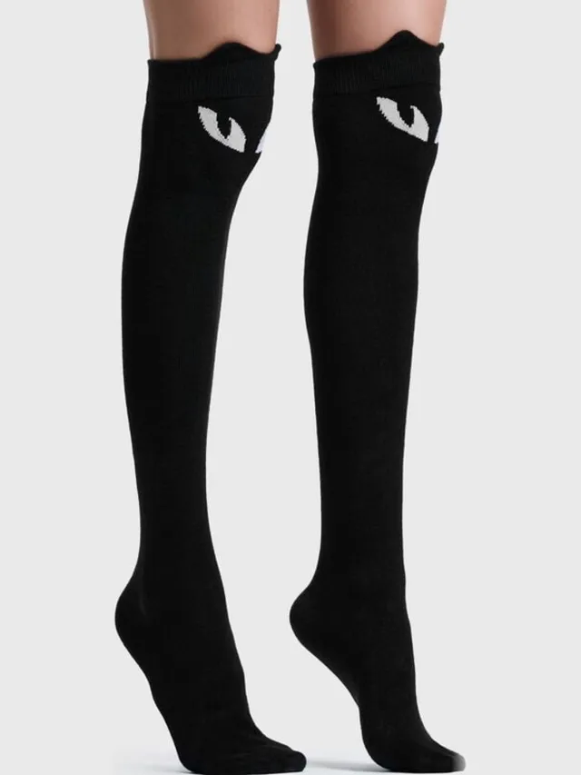 Killstar KEIKO KITTY KNEE HIGH SOCKS Dames Kniekousen - zwart - Standard