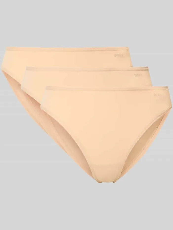 SKINY Slips van katoenmix met logoprint in set van 3 Beige