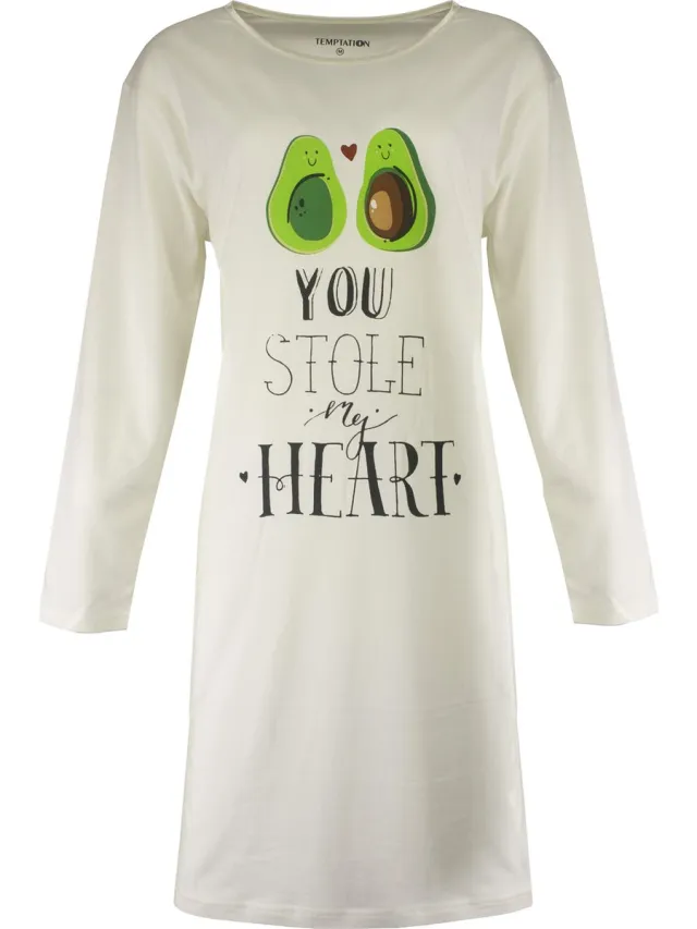 Temptation Dames Nachthemd - Bigshirt - Wit