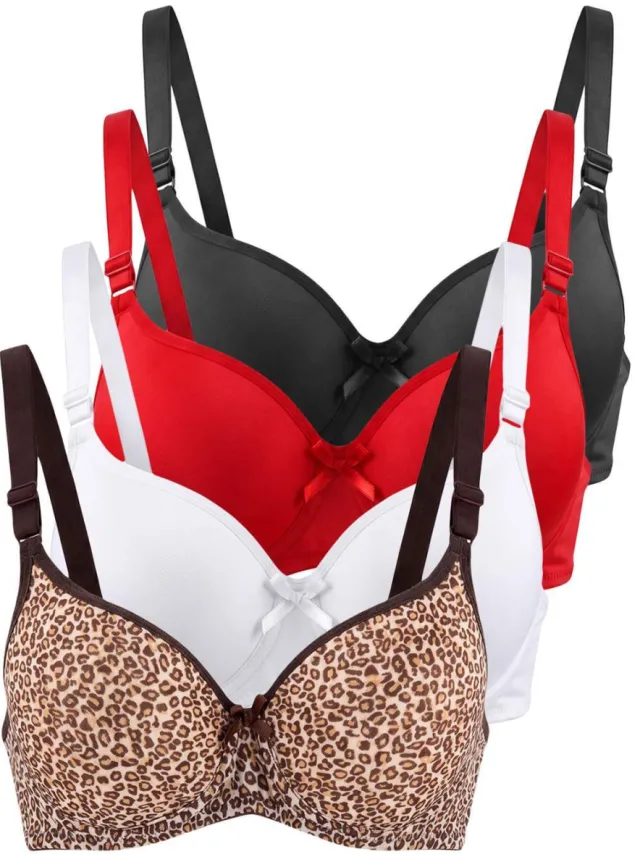 Trendyol TRENDYOLMİLLA Dames 4-pack Zwart Animal print Vaste cup BH's