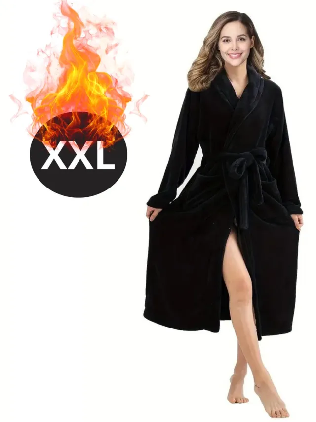Bovista Badjas Dames - Fleece - Katoen - Badstof - Sauna - Hamam - Wafel - Bathrobe - Duster - Ochtendjas - Spa - Kimono - Zwart