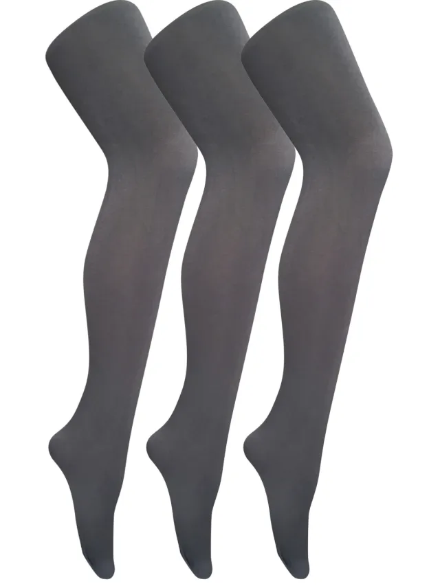 Sock Snob 3 paar dames gekleurde ondoorzichtige 80 denier panty's - Houtskool Grijs