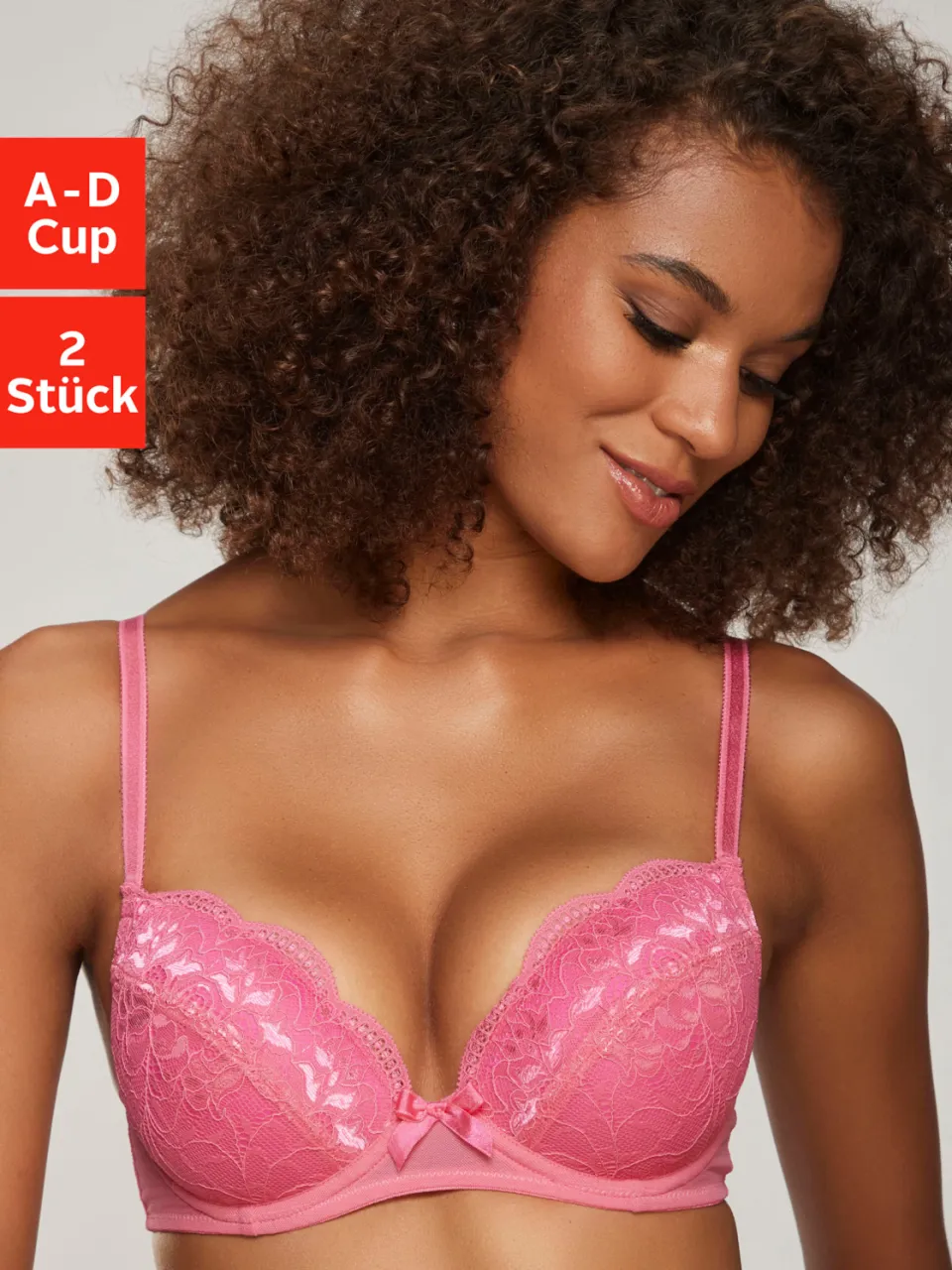 Petite Fleur balconettebeha met kant roze en wit pink+wit