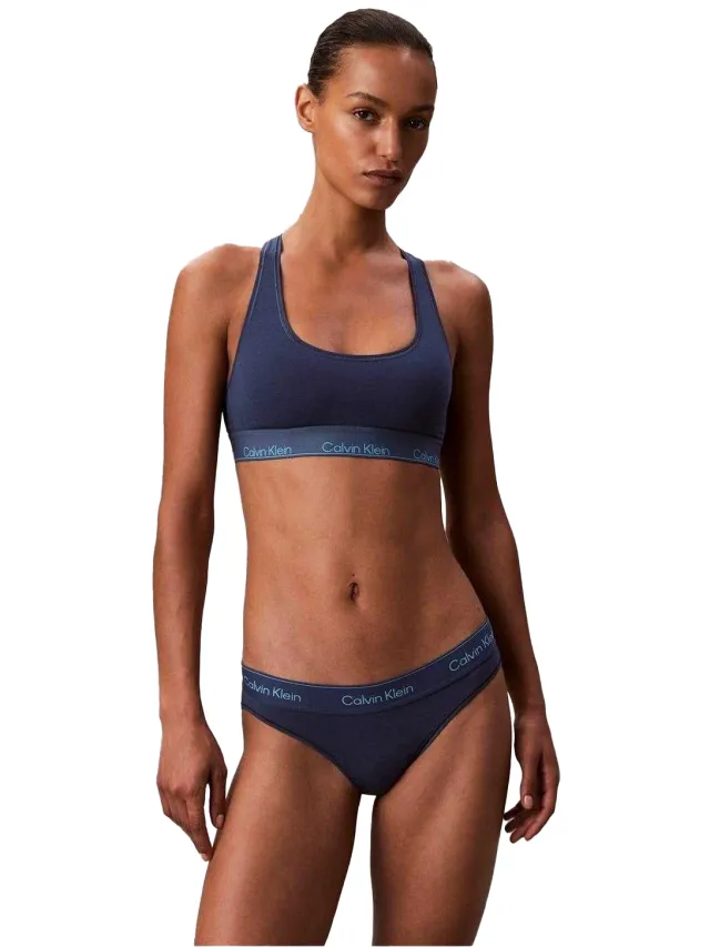 Calvin Klein Dames/Dames Logo Katoenmix Bralette (Donkere Denim) Blauw