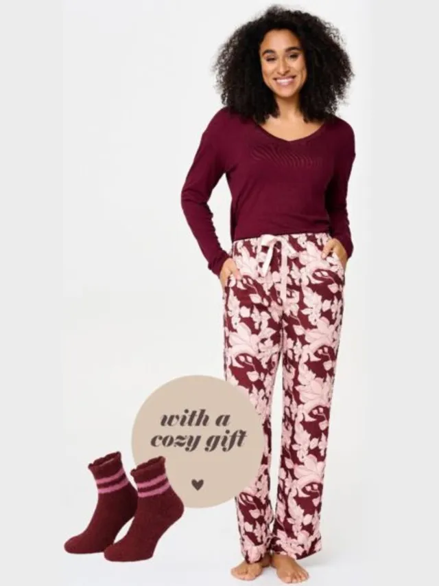 LingaDore Pyjama Set Sweet Blossom - Rood