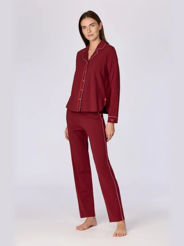 Woody Dames pyjama bordeaux Rood