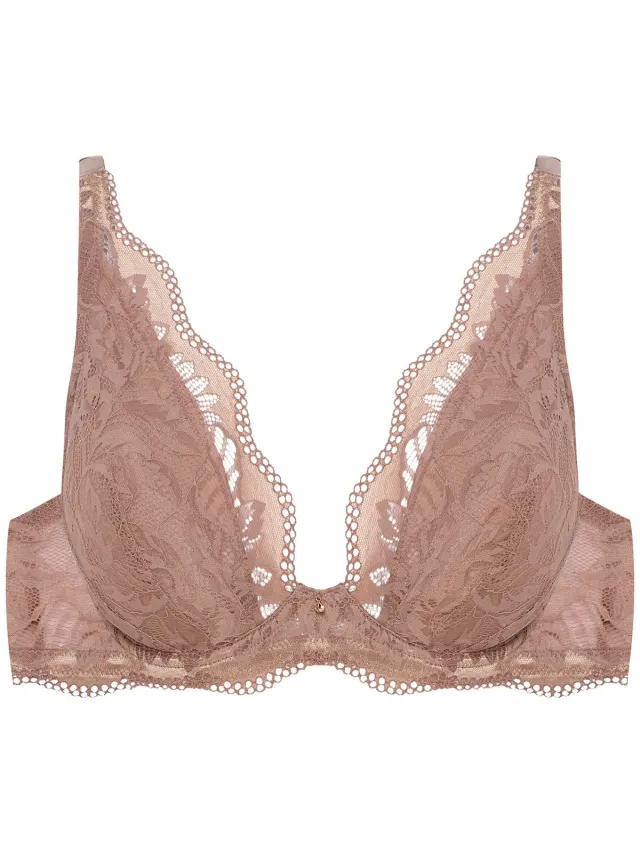 ESOTIQ Kavi - Zachte Beha - Beige - Bloemenkant - Sluiting met 2 Haakjes