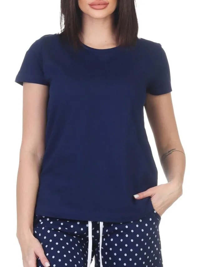 Normann Damespyjamashirt met korte mouwen mix & match marine