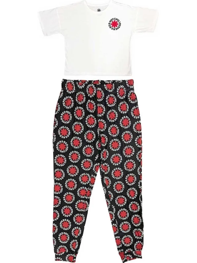 Red Hot Chili Peppers Classic Asterisk Pyjama - L - Wit/Zwart