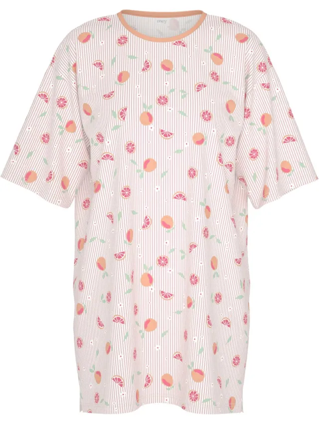Mey Damen Bigshirt Serie Grapefruit Bliss Gestreift Pink Parfait
