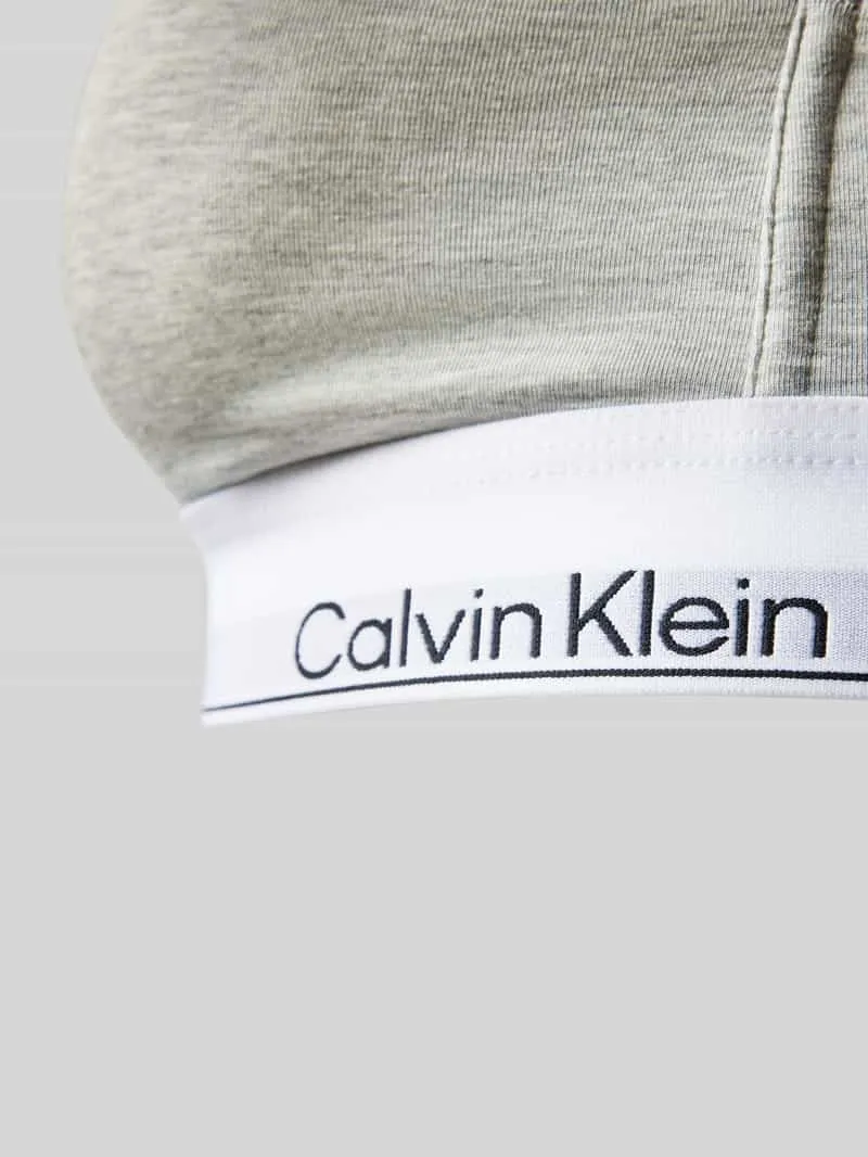 Calvin Klein Triangelbeha met logo in band en spaghettibandjes lichtgrijs, foto 3