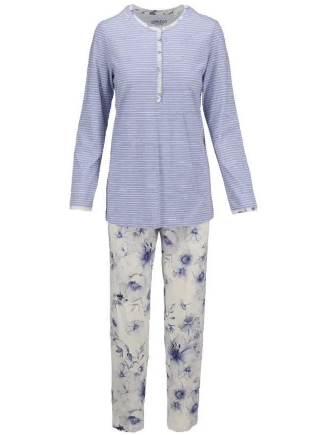 Ringella Katoenen dames pyjama rookblauw Ringella - Blauw - Maat - 42