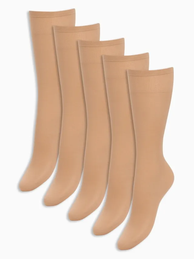 Next Dames - 5 Paar 20 denier kniekousen - Huidkleur Latte