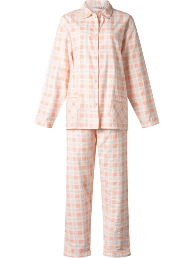 Lunatex dames pyjama 641513 - flanel - peach